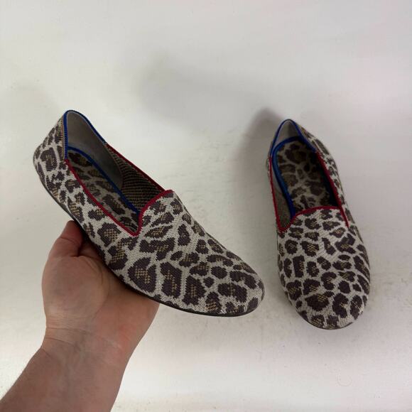 Rothy’s Mocha Spot Loafers Women's 8 Leopard Print Slip-On Low Top Round Toe - Picture 1 of 11